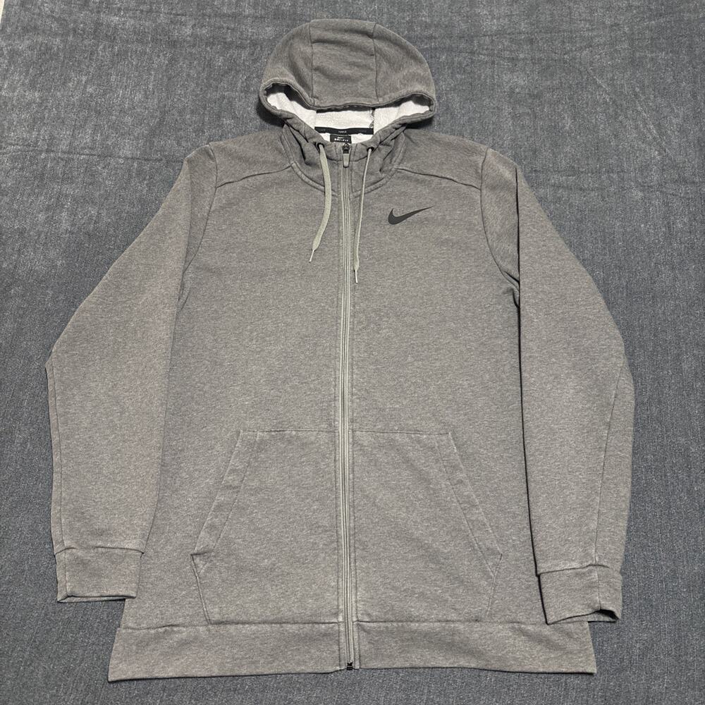 Nike Dri-FIT Full Zip Hoodie Gray Men’s Size Large Tall Athletic Sweatshirt